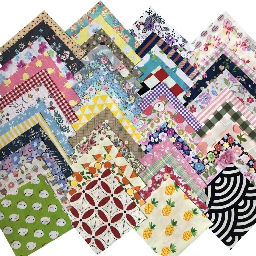 200 Pcs Multicolored Cotton Fabric Squares for Quilting and Patchwork, 10cmx10cm